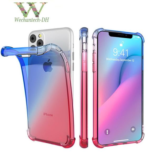 Gradient Dual Color Transparent Tpu Shockproof Phone Case For
