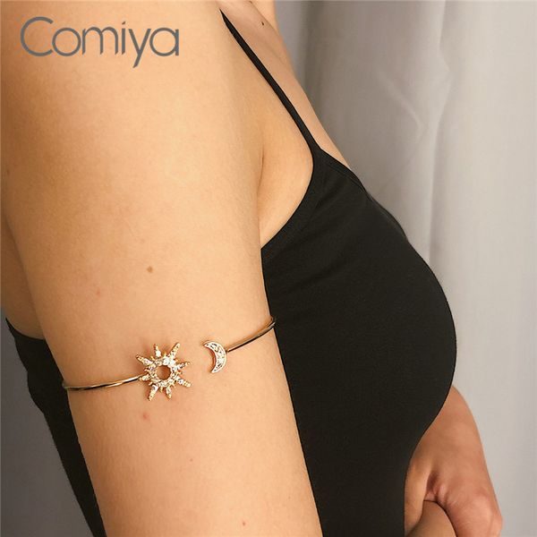 

comiya pulseiras fashion gold color zinc alloy pendants sun moon crystal korean fashion jewelry arm bangles bangles bracelets, Black