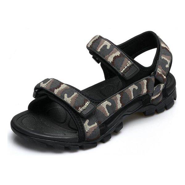 

fashion camouflage summer men casual sandals breathable hook men's male beach shoes large size 44 45 ing, Black