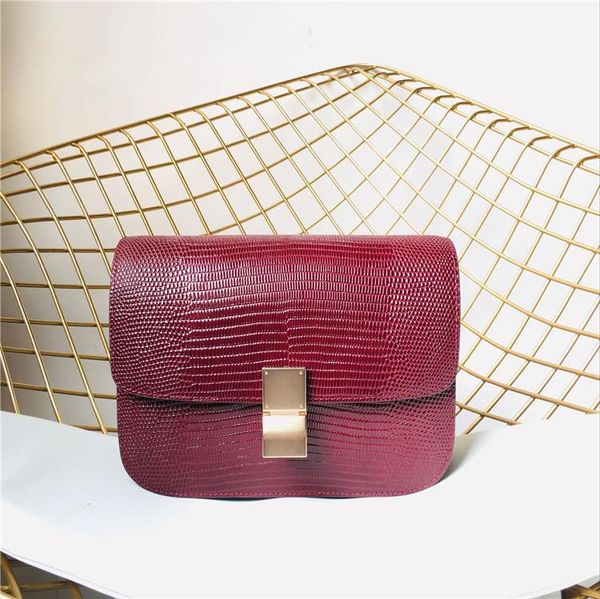 

elegant2019 woman lizard grain box single shoulder span small square package