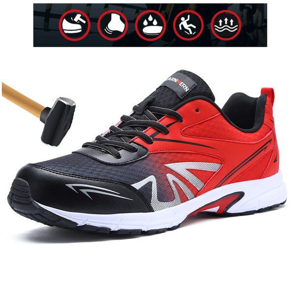 

work safety shoes construction men's fashion safety shoes work tesistance steel toe men 39 size, Black