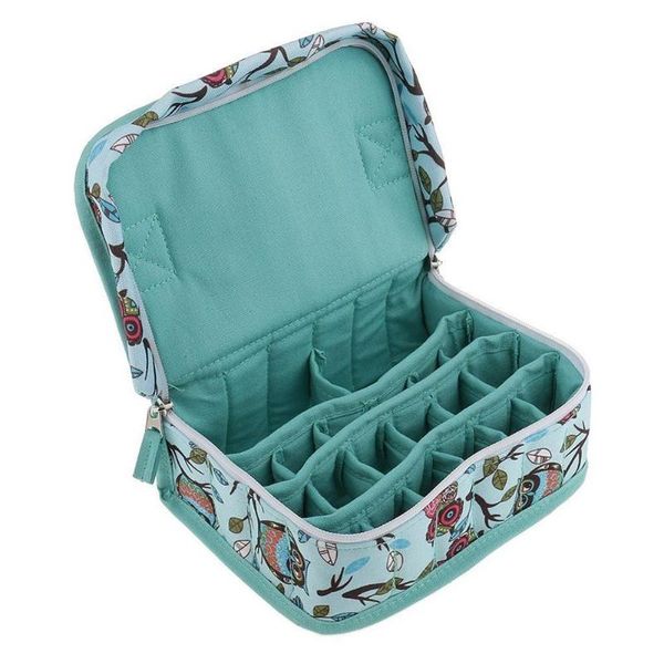 

new floral printed canvas package portable essential oil storage bag makeup bag with 20 small compartments #4w