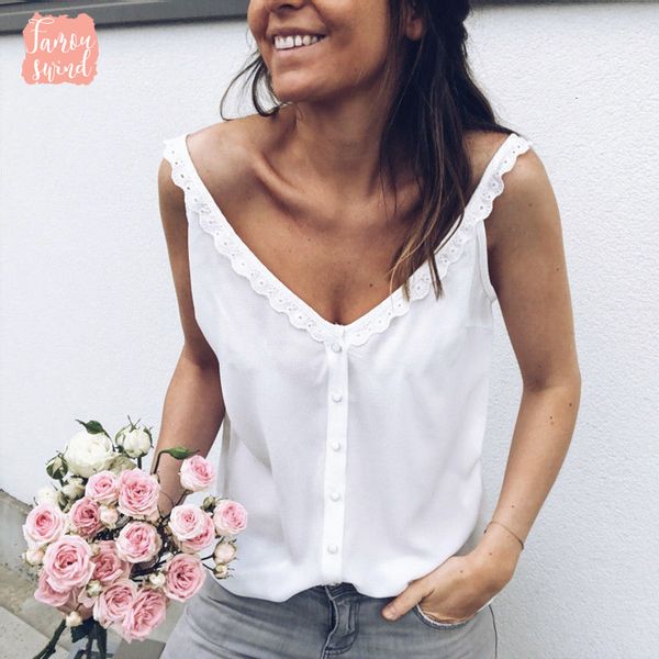 

women applique casual blouse loose summer lace mujer sleeveless breathable basic vest loungewear solid debardeur femme camisetas, White