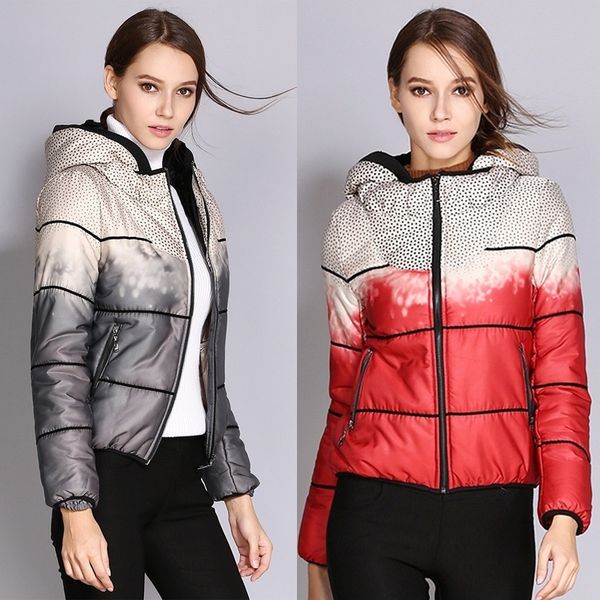 

zogaa женская зимняя короткие ветровки 80% белая утка вниз куртки пальто dot контрастного цвета с капюшоном молнии тонкий теплый шинель outw, Black