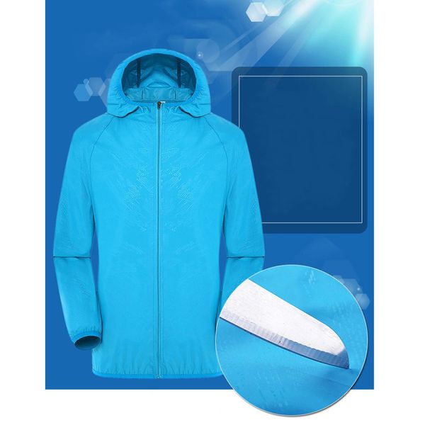 

with cooling fan waterproof smart sun protection hooded ventilation usb air conditioning coat three gear hiking sports, Gray;blue