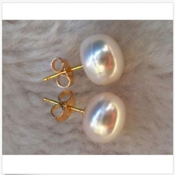 

мода 11-12mm жн моѬей белй pearl еѬги еѬжн 14k желое золоо, Golden;silver