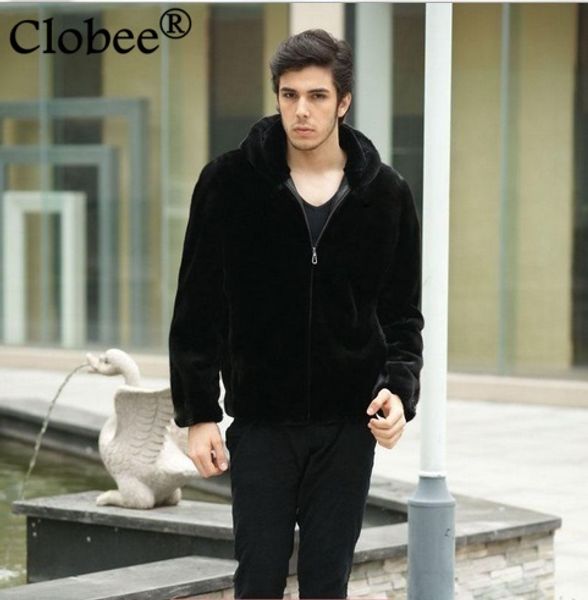 

plus size 2020 winter men coat long sleeve zipper hooded faux fur leather jacket inverno couro black casual outerwear xxxl x666