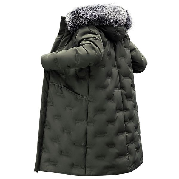 Parka da lavoro invernale da uomo Capispalla di lusso da uomo Parka nero impermeabile Giacca con cappuccio con collo in pelliccia spessa casual taglie forti