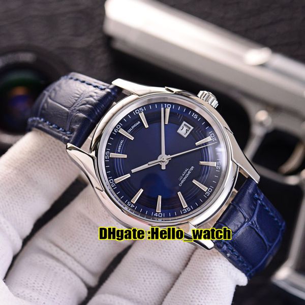 

new hour vision 41mm classic 316l steel case 433.33.41.21.03.001 blue dial automatic mens watch blue leather strap gents watches hello_watch, Slivery;brown
