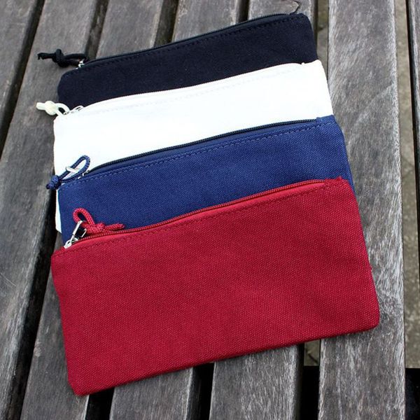 

portable canvas pencil pen case cosmetic makeup coin pouch zipper bag purse h8wd