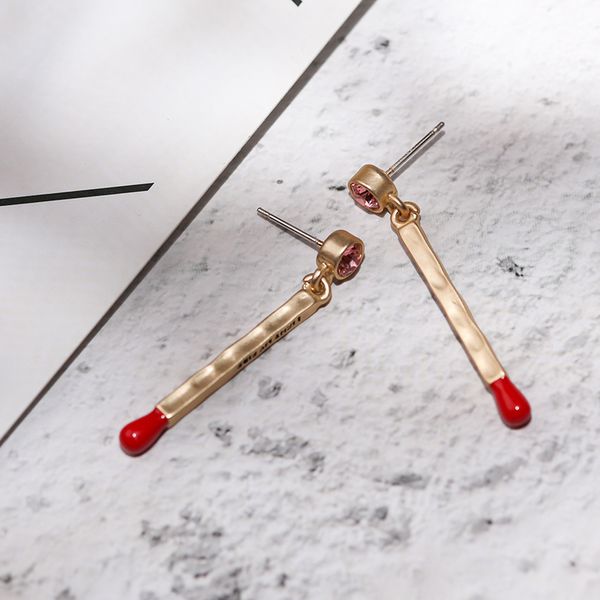

vanssey fashion jewelry red match light my fire austiran rhinestone enamelled long earrings accessories for women new, Silver