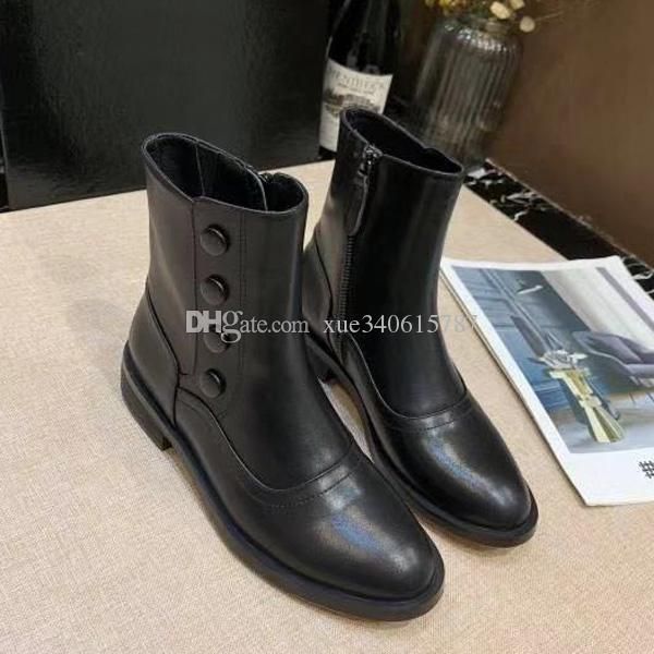 

2019 fashion luxury designer women ankle boots classic women's shorts boots designer ladies short boots genuine leather shoes, Black