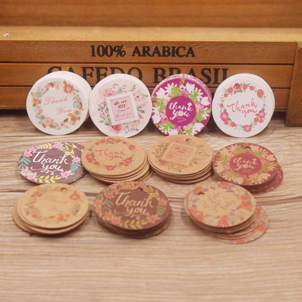 

3cm 100pcs kraft lovely gift tags diy round thank you price tags baking packing labels for flower cosmetics jewelry tag, Pink;blue