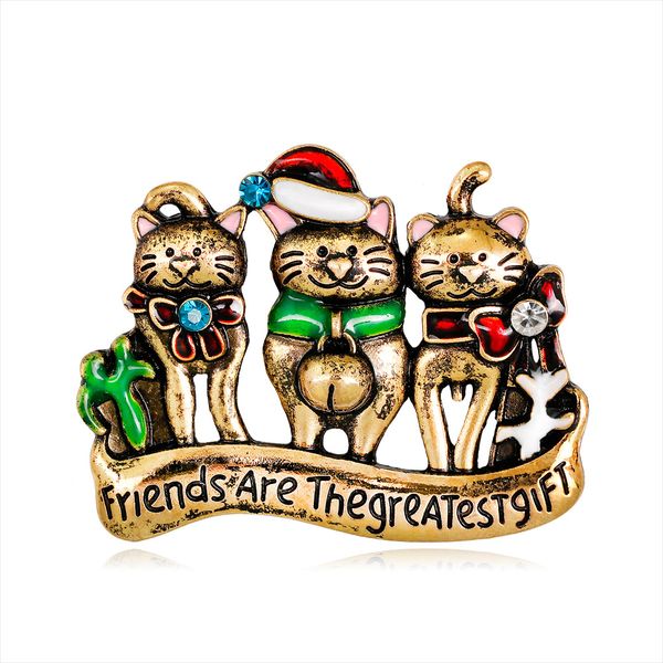 

christmas brooches for women men fashion crystal cartoon cat brooch pins jewelry friend gifts party accessories, Gray