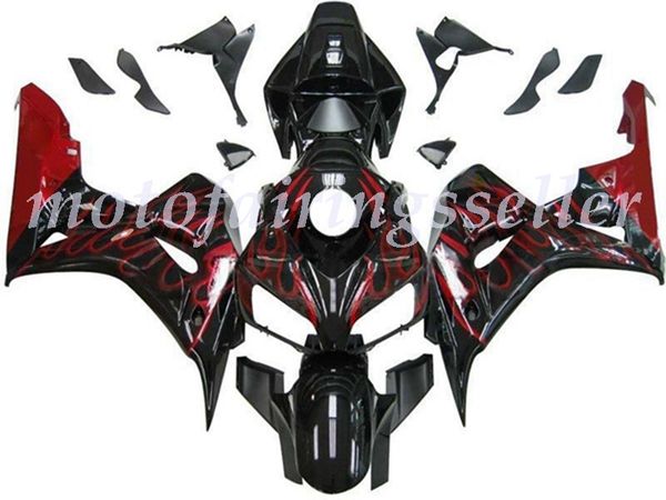 

oem quality new abs full fairings kits fit for honda cbr1000rr (2006-2007) cbr1000rr 06 07 bodywork set black red flame