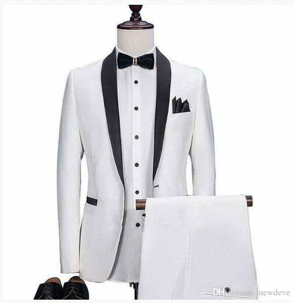 

white mens suits wedding tuxedos groom tuxedo 2 pieces set tailcoat suits pants jacket custom made peaked lapel formal prom suit, Black;gray