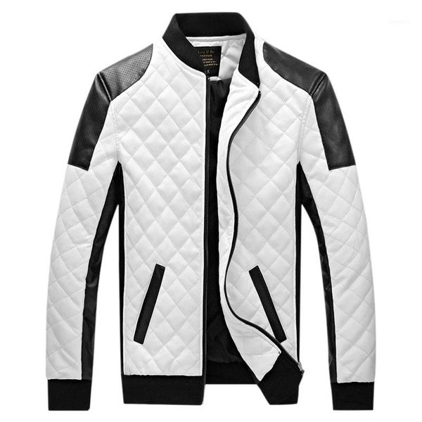 

оптовая продажа-6xl 2017 новый бренд кожаная куртка мужская плюс размер winbreak лоскутное черно-белое pu куртка thinthick теплые мотоциклет, Black
