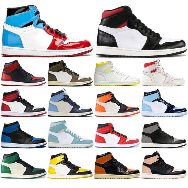 

with socks new 1 high og travis scotts basketball shoes spiderman unc banned lakers 1s mens trainers men designer sport sneakers 36-46