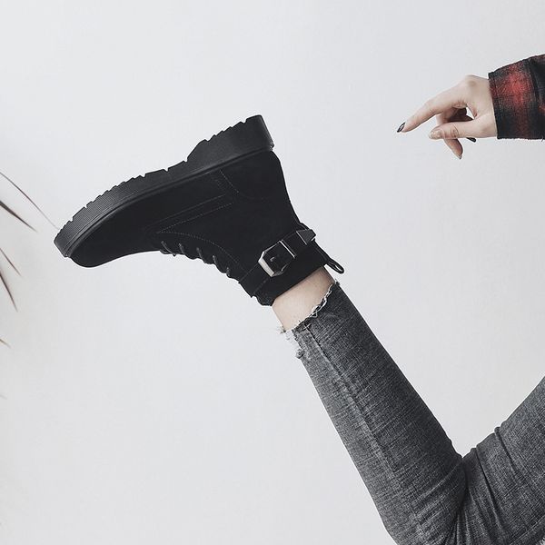 

hh11 autumn and winter cotton boots martin boots womens english style students korean version all in one spring and autumn new 2019, Black