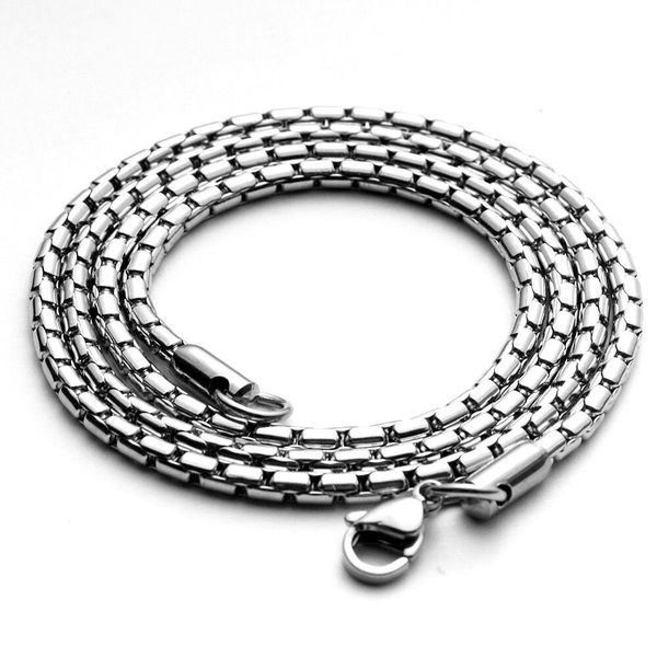 

wholesale jewelry --(3pcs/lot) 50 60 70 cm 316l titanium steel long white snake ( 3 mm ) necklaces for men no fade gold / white, Silver