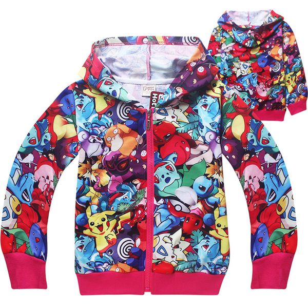 

anime 3d printed kids zipper hoodies 2 colors 4-12t boys girls hoodies kids girls boys outdoor coat kids designer clothes ss255, Black