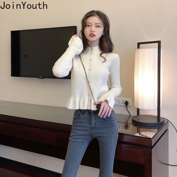 

joinyouth women short korean fashion cute solid sweaters turtleneck short pullovers 2020 new spring thin female cloth 418, White;black