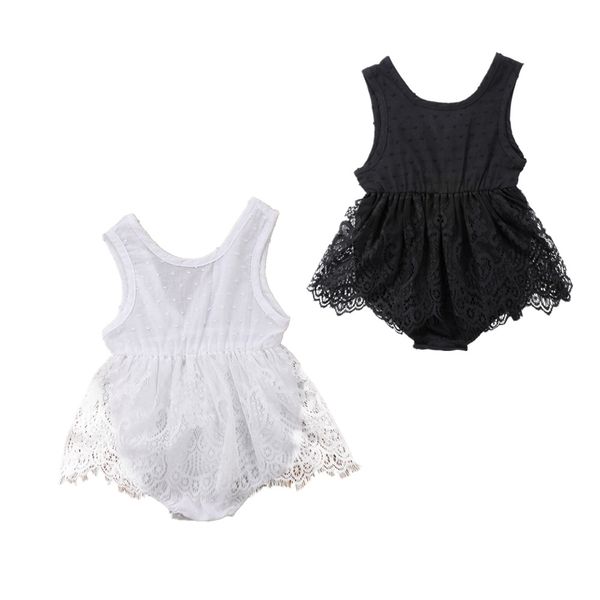 

2018 newborn infant baby girls sleeveless bodysuit lace black jumpsuit sunsuit outfits summer clothes, Blue