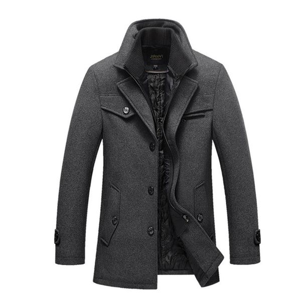 

pop 2019 yjsfg house mens winter warm jackets casual lapel thicken double collar woolen male brand plus size 5xl long overcoat coats, Black