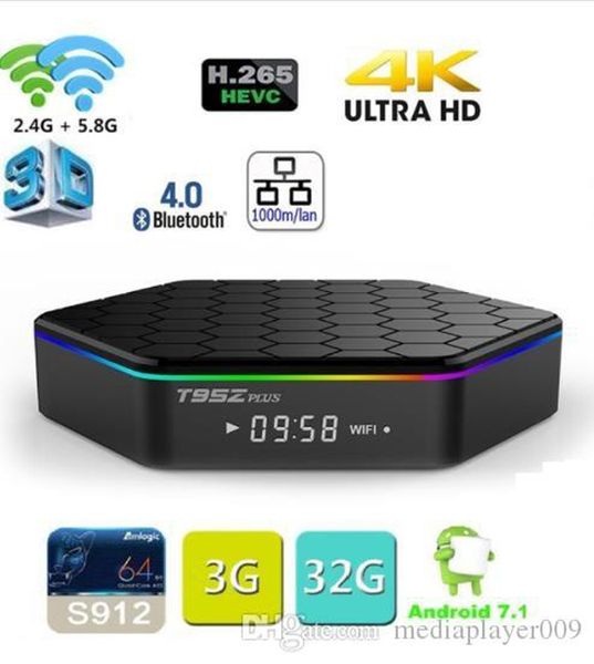 

T95Z Plus Smart TV BOX 2GB/16GB 3GB/32GB Amlogic S912 Octa Core Android 7.1 TVBOX 2.4G/5GHz WiFi BT4.0