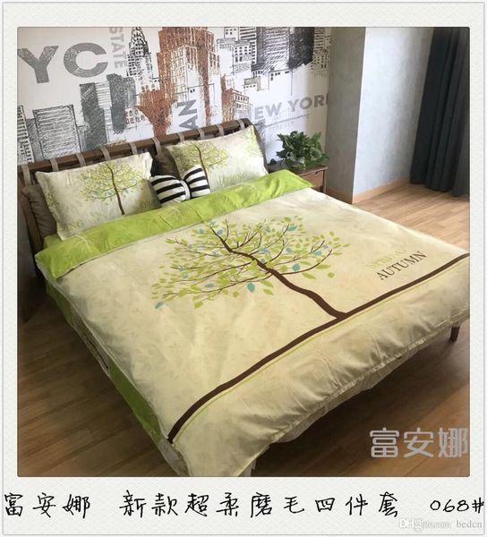 

cotton solid color plaid striped bedding set 4pcs bed lining duvet cover sheets pillowcasebed cover