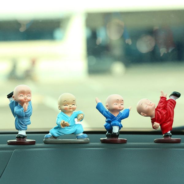 

4pcs/set small cute gift little monk figurines car dolls decoration kungfu monk interior display decoration
