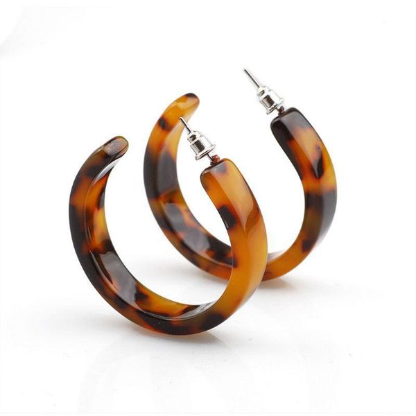 

angelady 1pairs acrylic marbled earring leopard round hoop earrings women tortoise shell jewelry, Golden