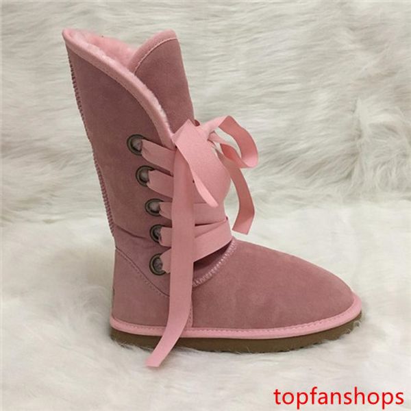 

designer boots women snow boots riband leather winter shoes pink red black women's fur ug women winter boots brand ivg