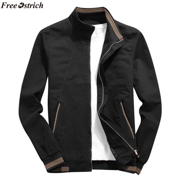 

ostrich men jacket 2019 men's autumn winter casual solid jacket long sleeved coat windproof, Black;brown