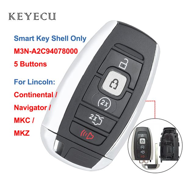

keyecu 5 buttons smart remote key shell case cover for continental mkc mkz navigator m3n-a2c94078000