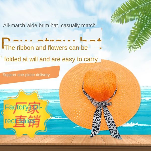 

big edge lady bowknot sun sun tourism sunscreen beach straw butterfly straw hat hat, Blue;gray