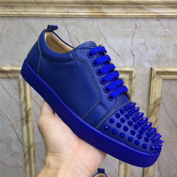 

brand new designer luxury leather nails sparkling crystal low shoes casual shoes men and women shoes large size eur35-46k11, Black