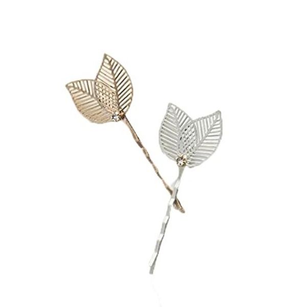 

hollow leaf hair clips silver gold tone womens hair barrettes clip metal hairpin hair clip pins, Golden;silver
