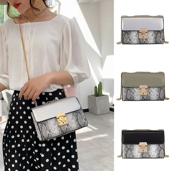 

women ladies girls snake patchwork messenger bag fashion single chian shoulder handbag purse crossbody bags