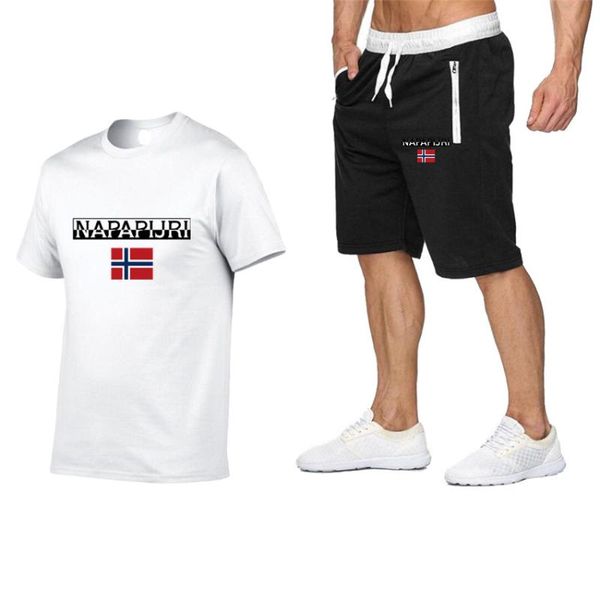 

2020 summer new men's fashion t-shirt shorts suit casual 2 piece set fitness sportswear suit men's fashion sports t-shirt, Gray