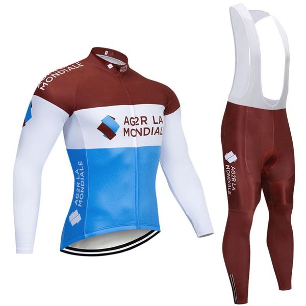 

2020 ag2r team cycling jersey bike clothing pants set mens 20d pad ropa ciclismo winter thermal fleece bicycling maillot culotte, Black;blue
