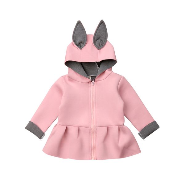 

baby girls clothes long sleeve geometry hooded cotton zipper coat ruffle kids toddler newborn autumn winter outwear one pieces, Blue;gray
