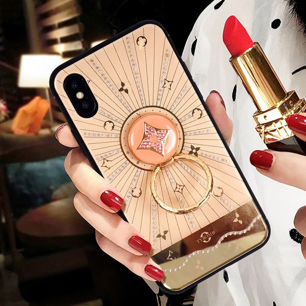

for iphone x phone case new silicone sleeve rhinestone phone case ring bracket phone shell support 10pcs delivery