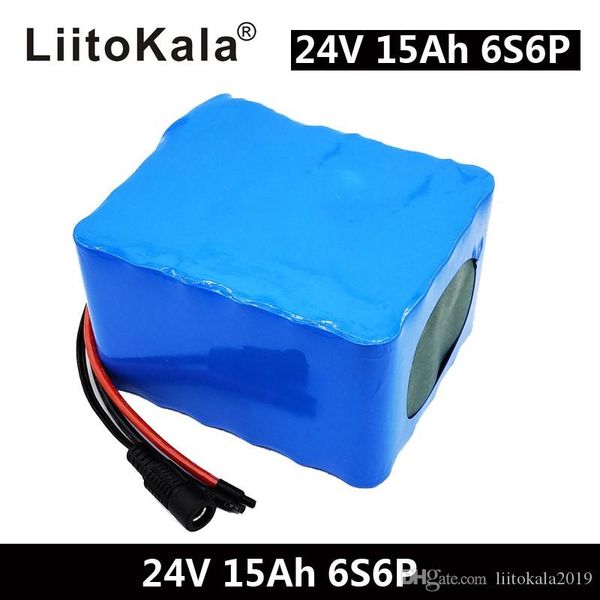 LiitoKala 6S6P 24V 15Ah 25,2V Lithium-Akku-Akkus für Elektromotor, Fahrrad, E-Bike, Roller, Rollstuhl, Cropper mit BM