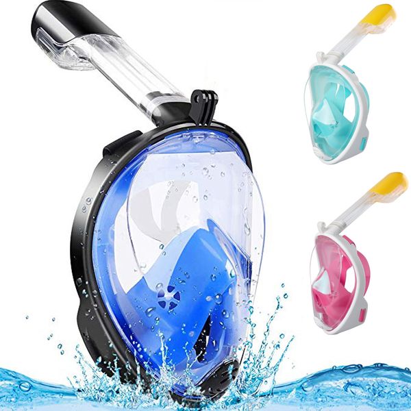 

mask 180° panoramic view full face diving mask anti-fog anti-leak safety diving detachable action camera mount adults youth
