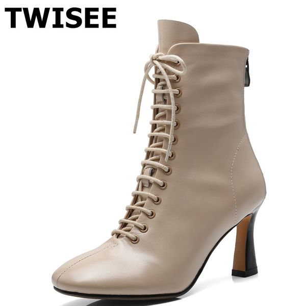 

women mid calf boots new style pumps zapatos mujer warm woman party shoes comfort fashion square toe spike heels, Black