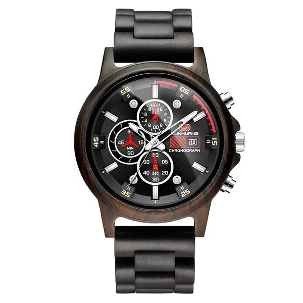 

maxi high-quality designer style new wooden watch men's multi-function sports wood watch with box, special gift for men and women, Slivery;brown