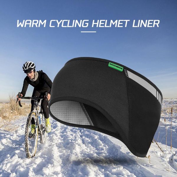 

cycling headband cap warm head wrap bike helmet liner ear cover sports sweatband ear warmer cycling head coverfor men women, Black