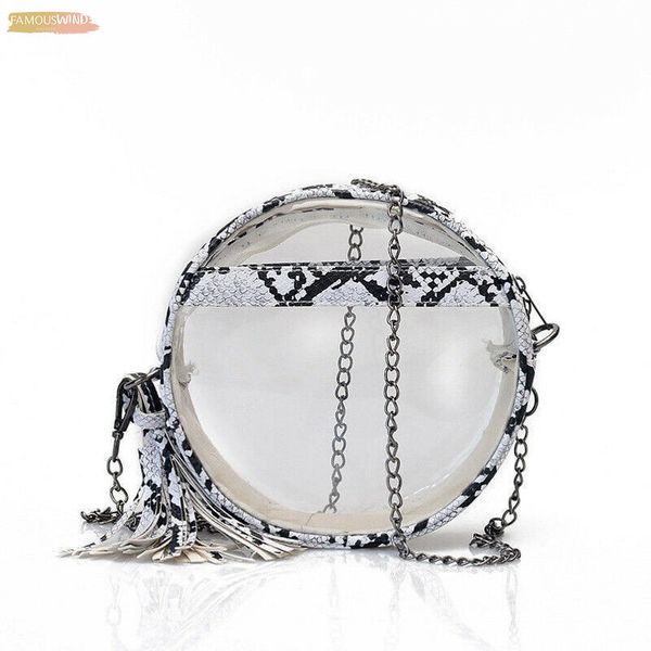

womens transparent pvc messenger bag snake jelly fashion shoulder bag round tote