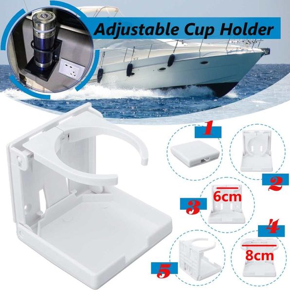 

universal adjustable white folding drink cup holder mount boat marine caravan car rv drinks holder